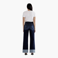Dark Blue High Rise Wide Leg Denim