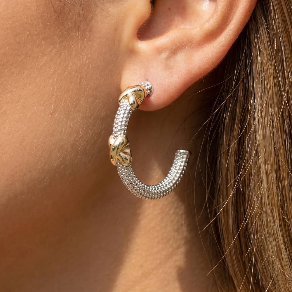 Beaded Knot Station Hoop Earrings