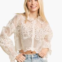 Crochet Embroidered Button Down Crop