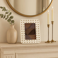 Ivory/Gold Resin Brass Dot Picture Frame - 4x6 in.