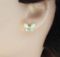 White Pearl Butterfly Stud Earrings