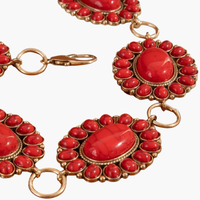 Red Gold Western Oval Concho Disc Chain Belt