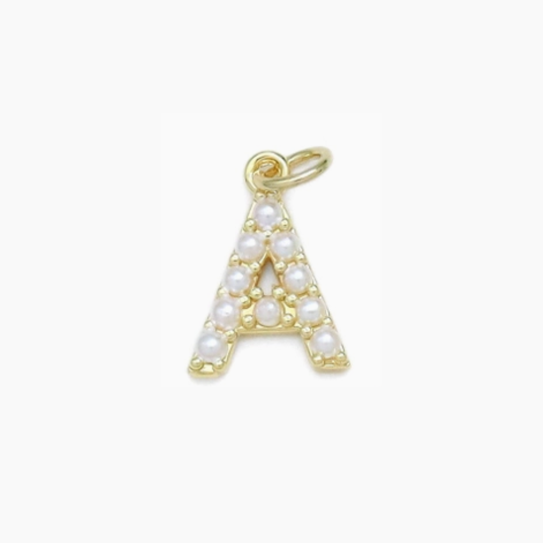 Pearl Initial Letter Charms