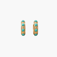 Square Turquoise Stone Hoop Earrings