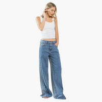 High Rise Two Tone Wide Leg Jean