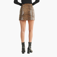 Leopard Printed Sequin Skirt