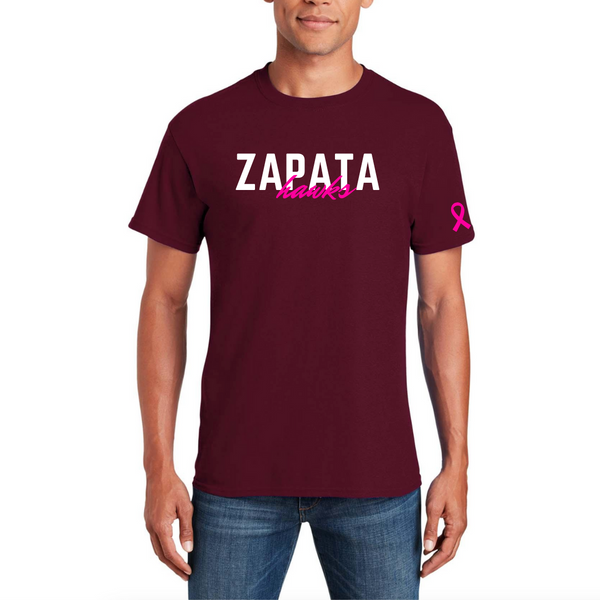 Maroon Zapata Hawks Breast Cancer Awareness Tee