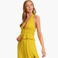 Chartreuse Smocked Halter Top