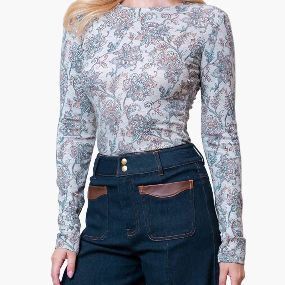 Multicolored Floral Printed Long Sleeve Top