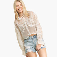 Crochet Embroidered Button Down Crop