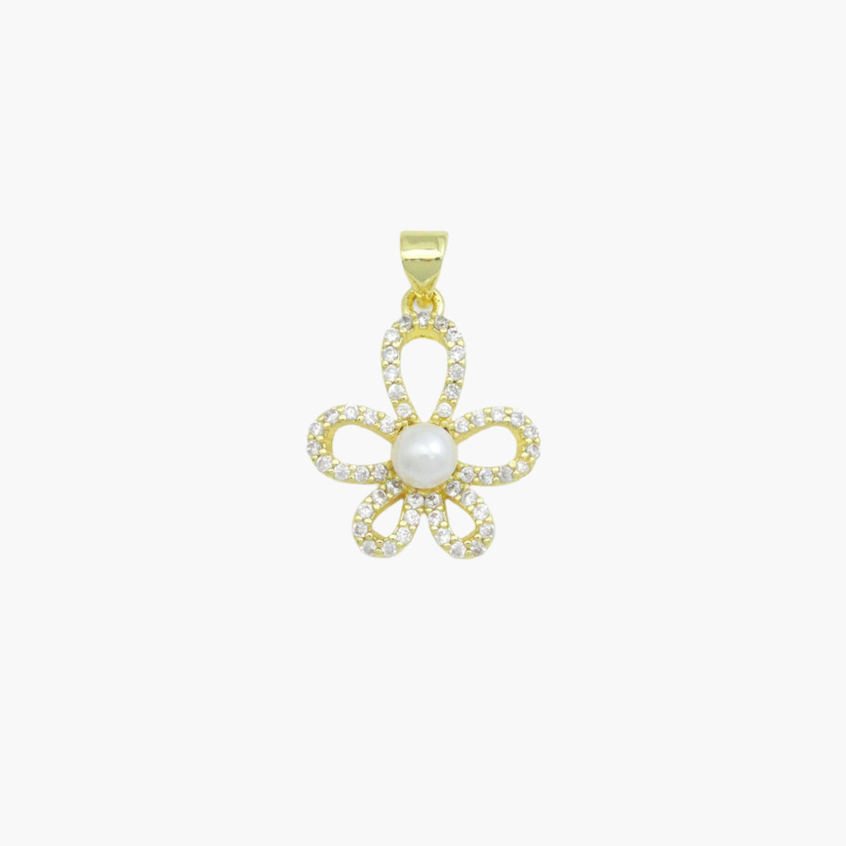 Pearl & Cubic Zirconia Flower Charm