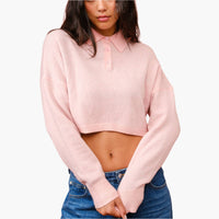 Pink Cashmere Cropped Polo