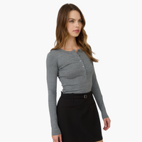 Grey Long Sleeve Henley Top