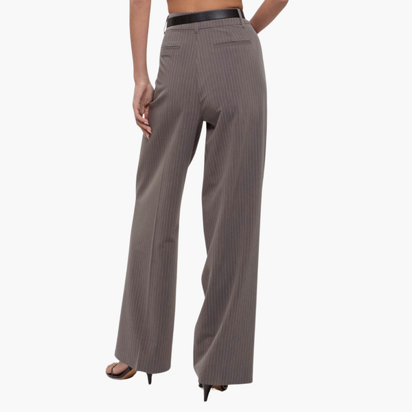 Pinstripe Wideleg Pleated Pants