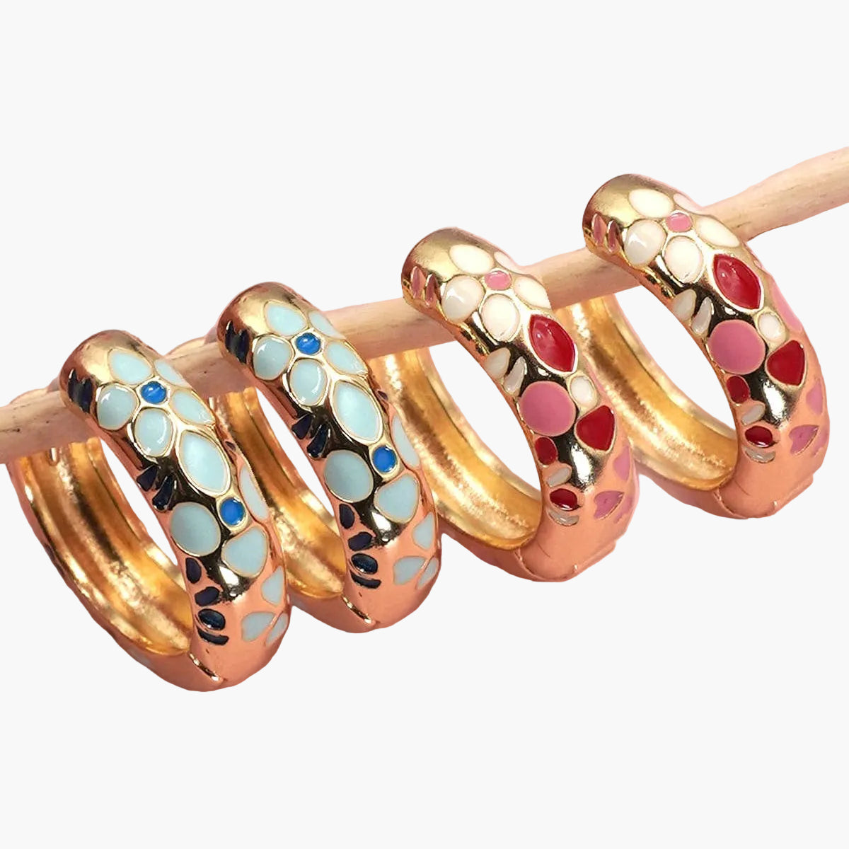 Floral Enamel Huggie Hoop Earrings