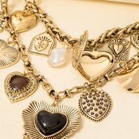 Assorted Pearl And Heart Charms Statement Necklace