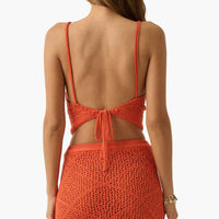 Crochet Open-Knit Tie-Back Top