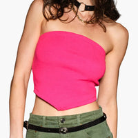 Fuchsia Ribbed Bandana Tube Top