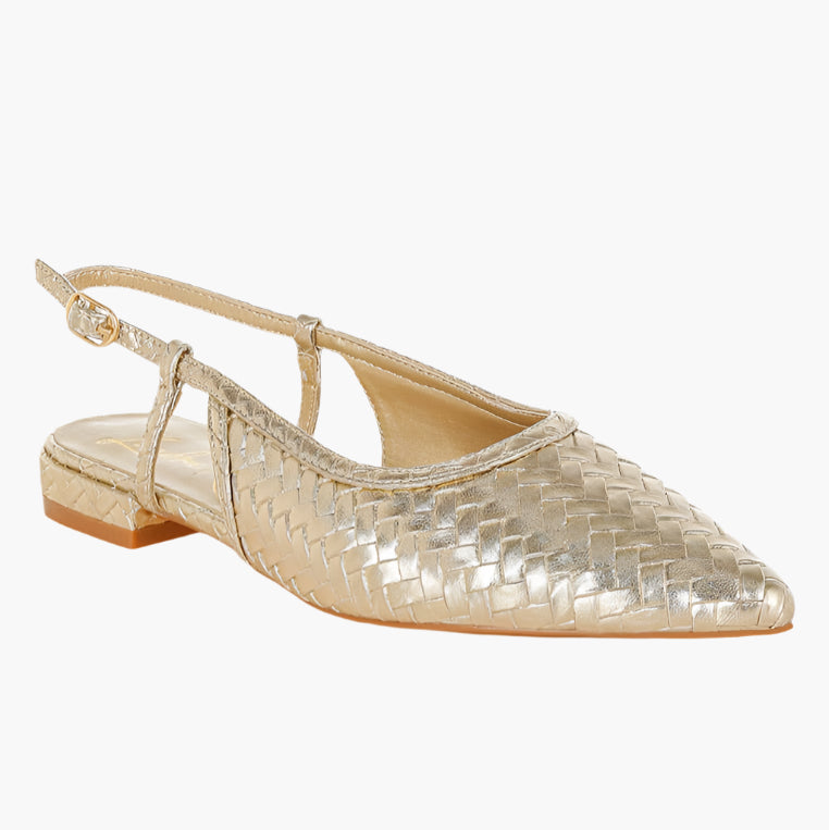 Kurina Metallic Woven Slingback Sandals