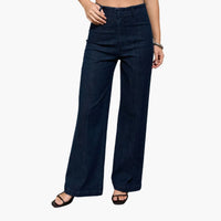 Denim High Waist Front Seam Wide Leg Jeans