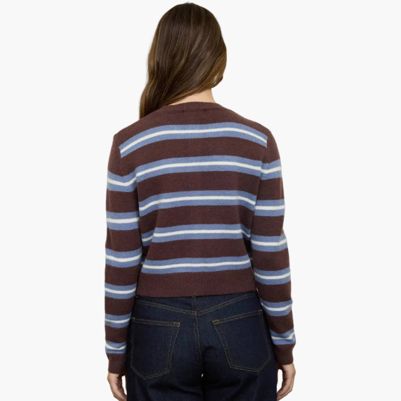 Brown Multi Color Stripe Knit Cardigan