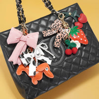 Strawberry Vegan Leather Bag Charm