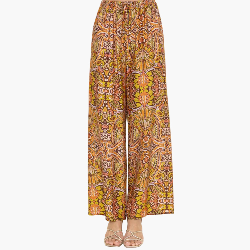Multicolored Abstract Wide Leg Pants