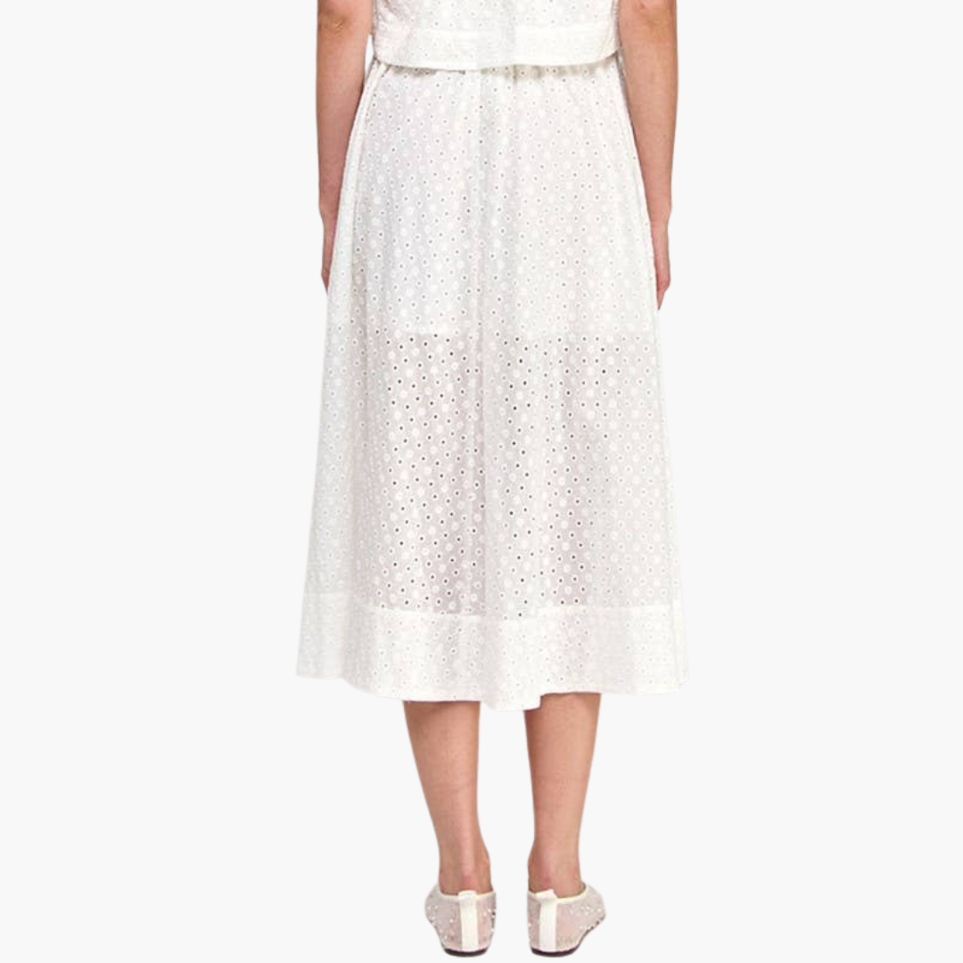 Eyelet Cotton Skirt With Belt