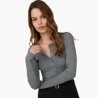 Grey Long Sleeve Henley Top