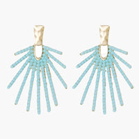 Light Turquoise Sunburst Statement Drop Earrings