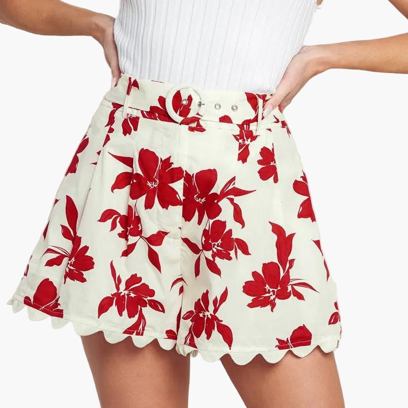 Printed Woven Trimmed Hemline Shorts