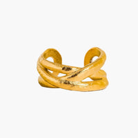 Corlisse 18K Gold Non-Tarnish Textured Crossover Ring