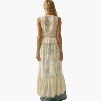 Floral Lace Ruffled Tie-Front Sleeveless Maxi Top