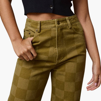Olive Checkered Wide Leg Jeans