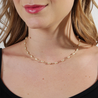 18k Gold Filled Oval Shaped Pearl Necklace