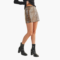 Leopard Printed Sequin Skirt
