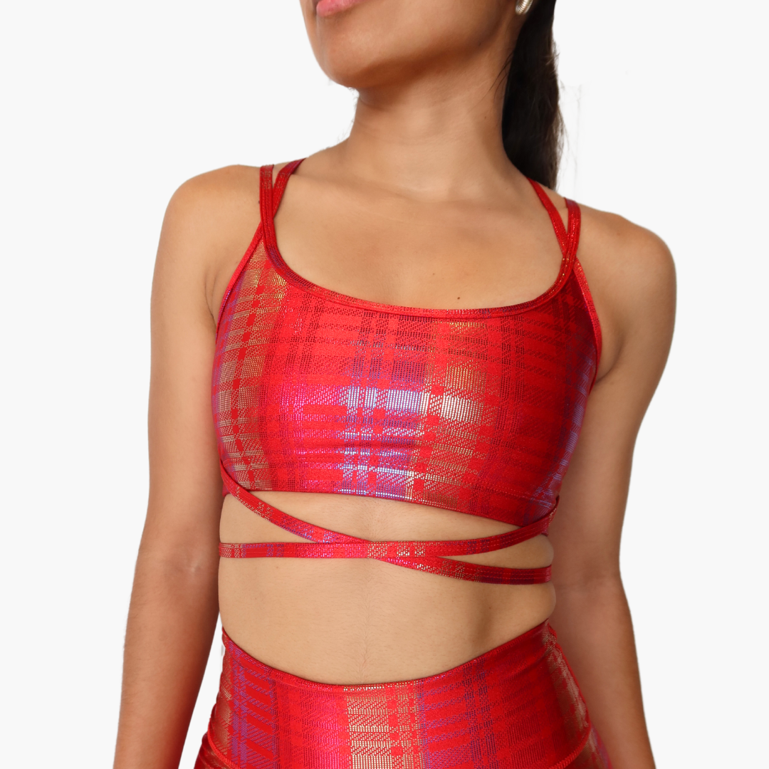 Lupita Sports Bra in Foiled Plaid