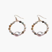 Natural Stone Beaded Drop Earring