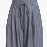 Light Navy Pleated Wide-Leg Pants