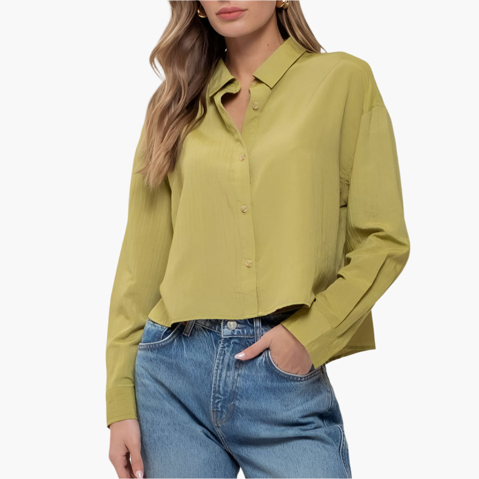 Kiwi Cropped Button Down Shirt