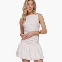 Sleeveless Boat Neck Voluminous Mini Dress
