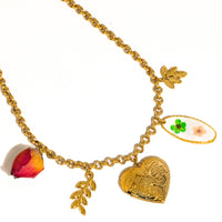 Lantana 18K Gold Non-Tarnish Vintage Locket Charm Necklace