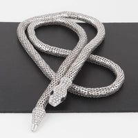 Jeweled Snake Wrap Necklace - Silver