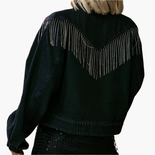 Jewel Fringe Denim Jacket