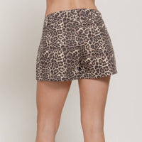 Leopard Printed Cotton Twill Shorts