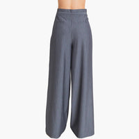 Light Navy Pleated Wide-Leg Pants