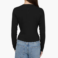 Black Scalloped Long Sleeve Knit Cardigan
