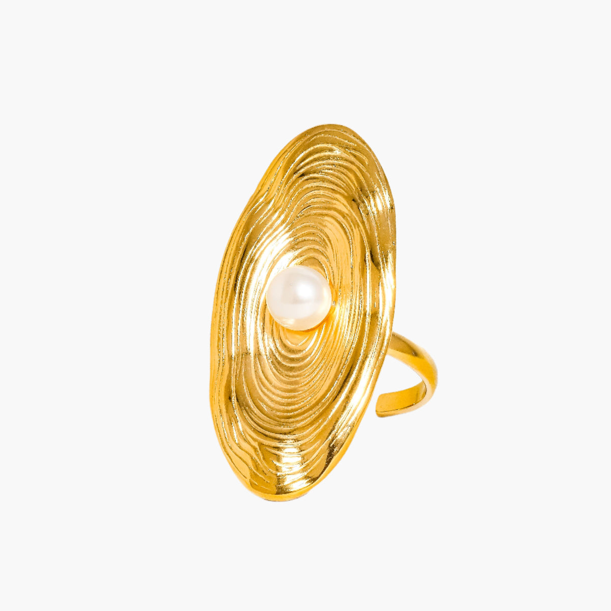 Achille 18K Gold Non-Tarnish Oval Pearl Ring