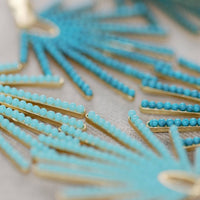 Light Turquoise Sunburst Statement Drop Earrings