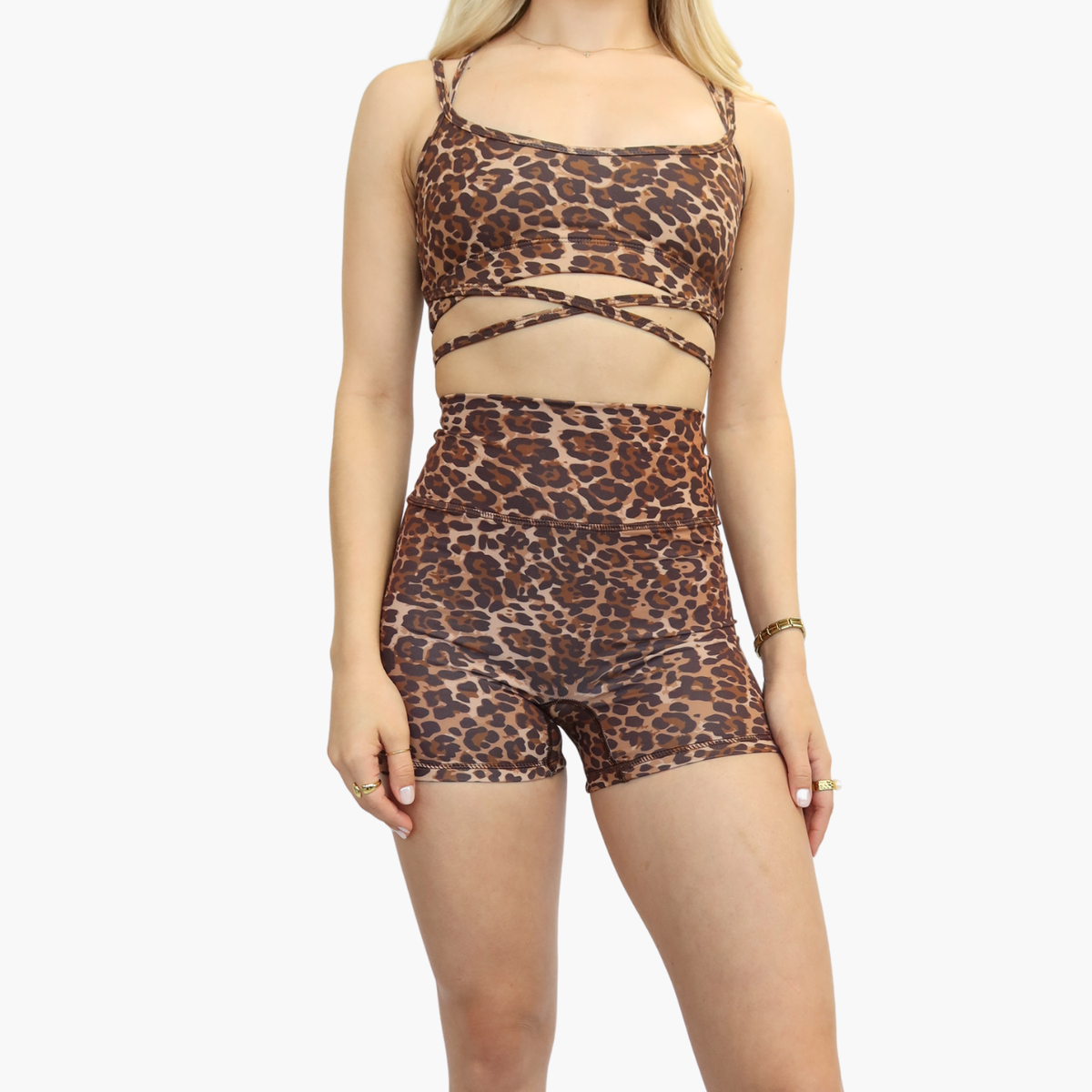 Leopard print gym shorts sales